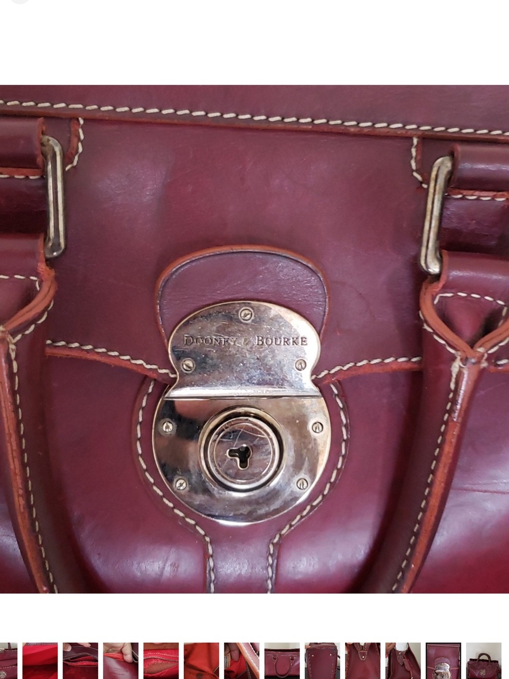 Dooney & Bourke Burgundy Leather Satchel with Brass Lock ALTO - Picture 12 of 12